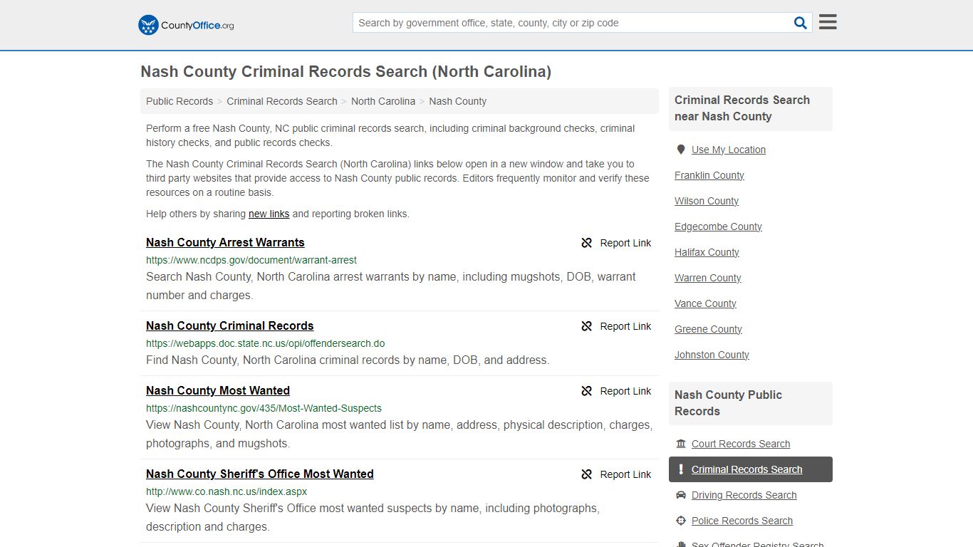 Nash County Criminal Records Search (North Carolina) - County Office