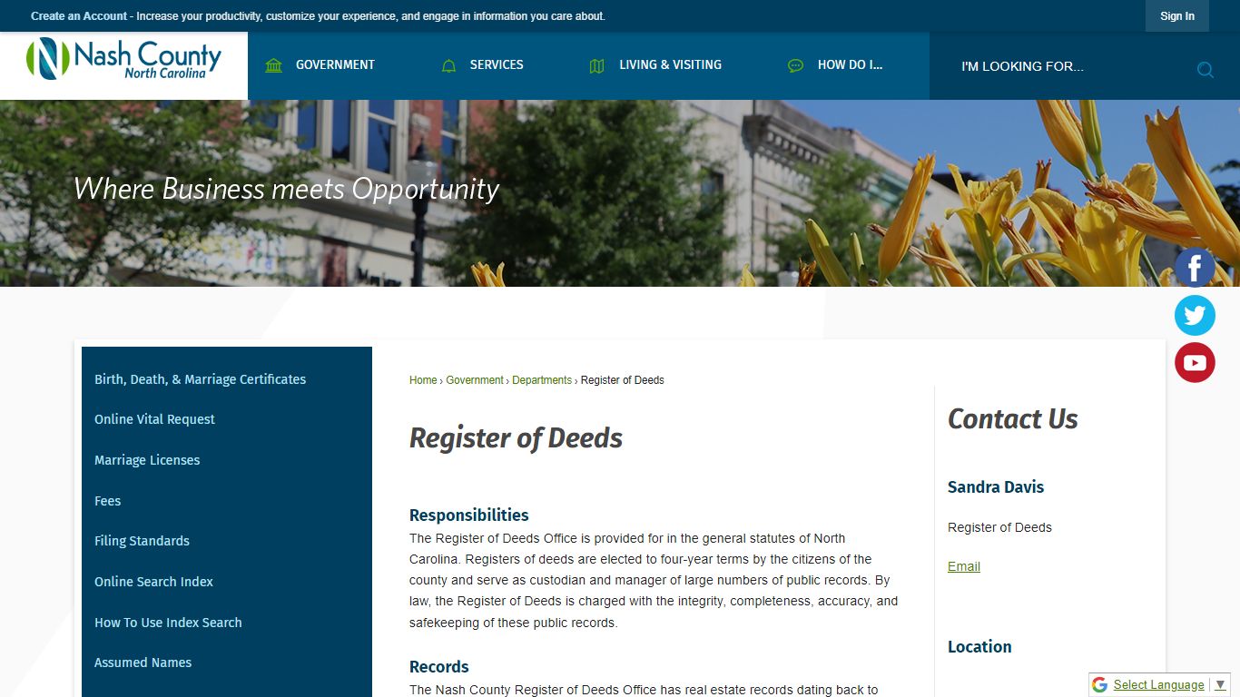 Register of Deeds | Nash County, NC - Official Website